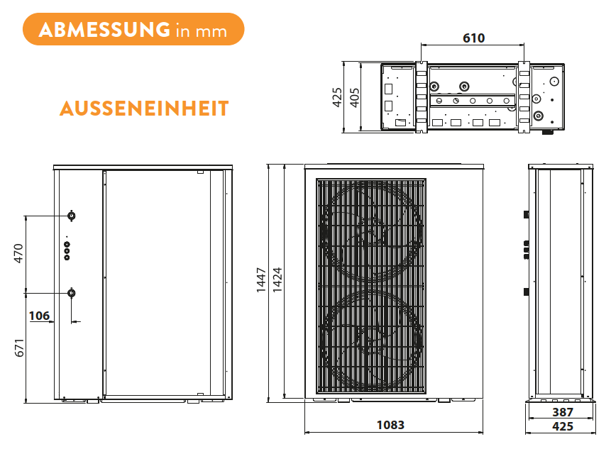 Autark Power Wärmepumpe 12 - 16 kW Außeneinheit